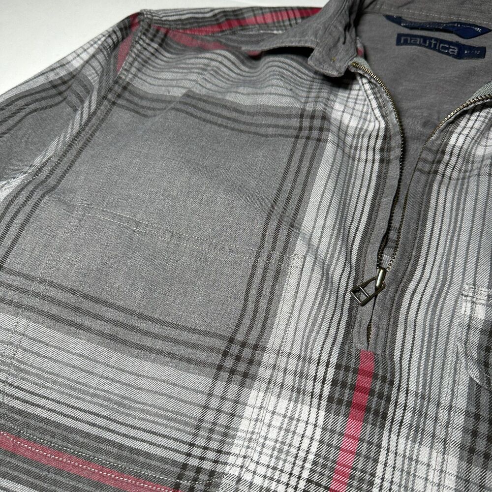 90s Vintage Nautica 1/4 Zip Relaxed Plaid Pullover Shirt Sz M Double Pocket - Picture 3 of 14